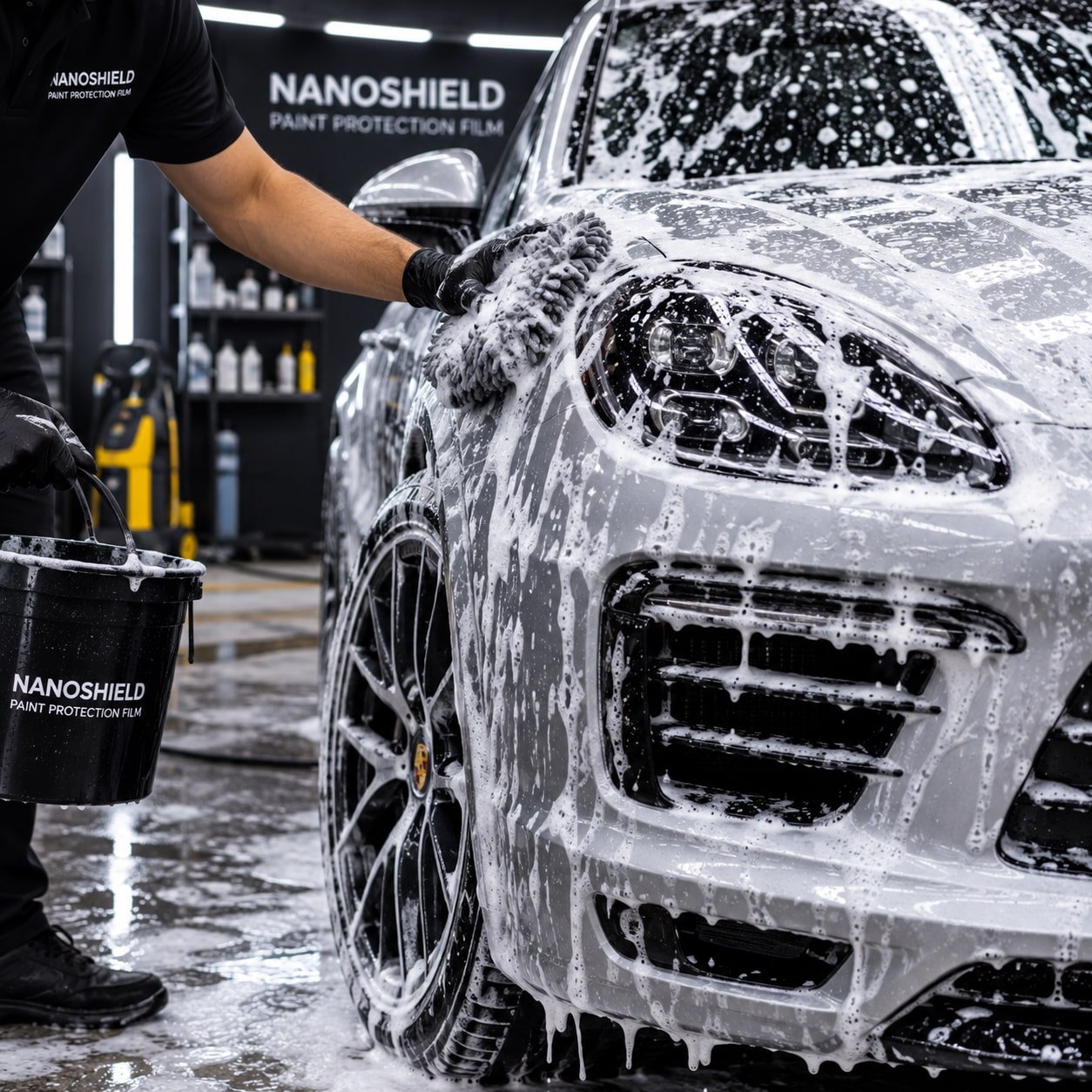 Professional car wash before PPF installation